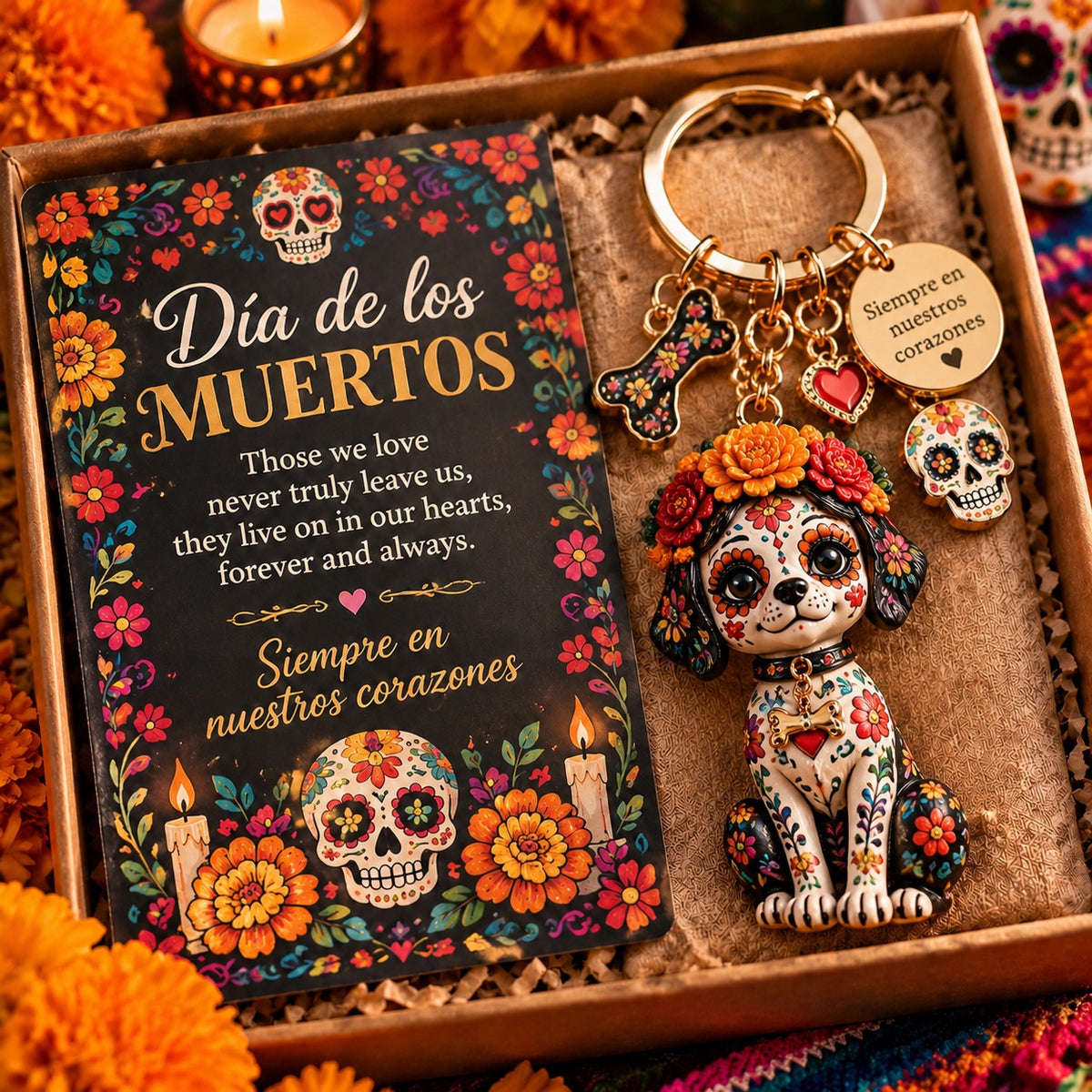 Dia de los Muertos Sugar Skull Keychain