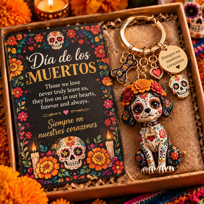 Dia de los Muertos Sugar Skull Keychain
