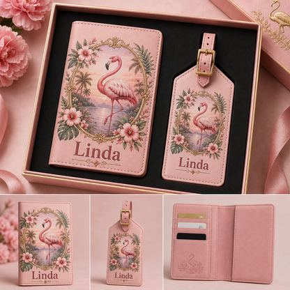 ✈️Personalized Travel Wallet and Luggage Tag Set – Personalized Gift for Her🎁