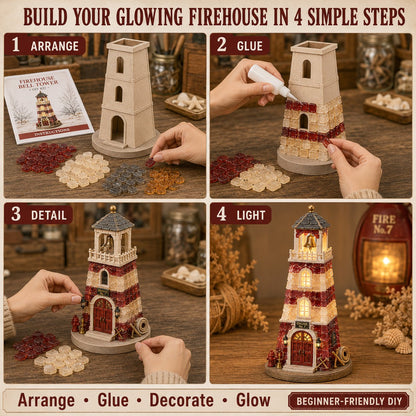 🚒 Beginner-Friendly Vintage Firehouse Mosaic Light DIY Kit Collection | Complete Kit with Mosaic Pieces, LED Lights & Step-by-Step Guide Included 💕