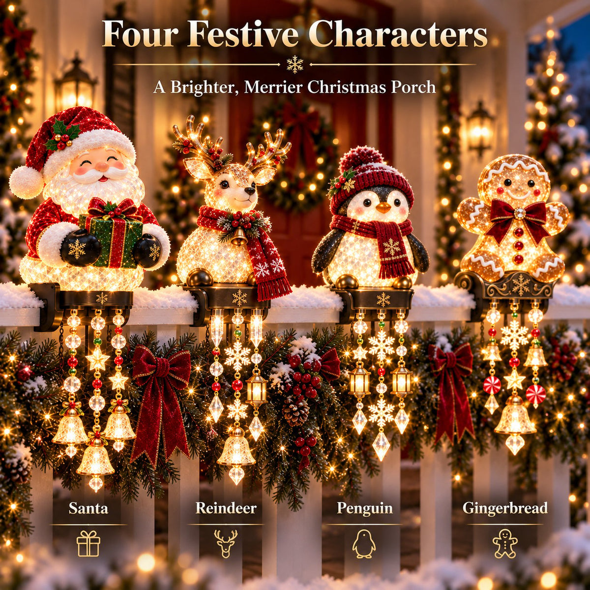 🔥Hot Sale🔥 -🎄 Christmas Porch Railing Lights – 4 Festive Character Designs