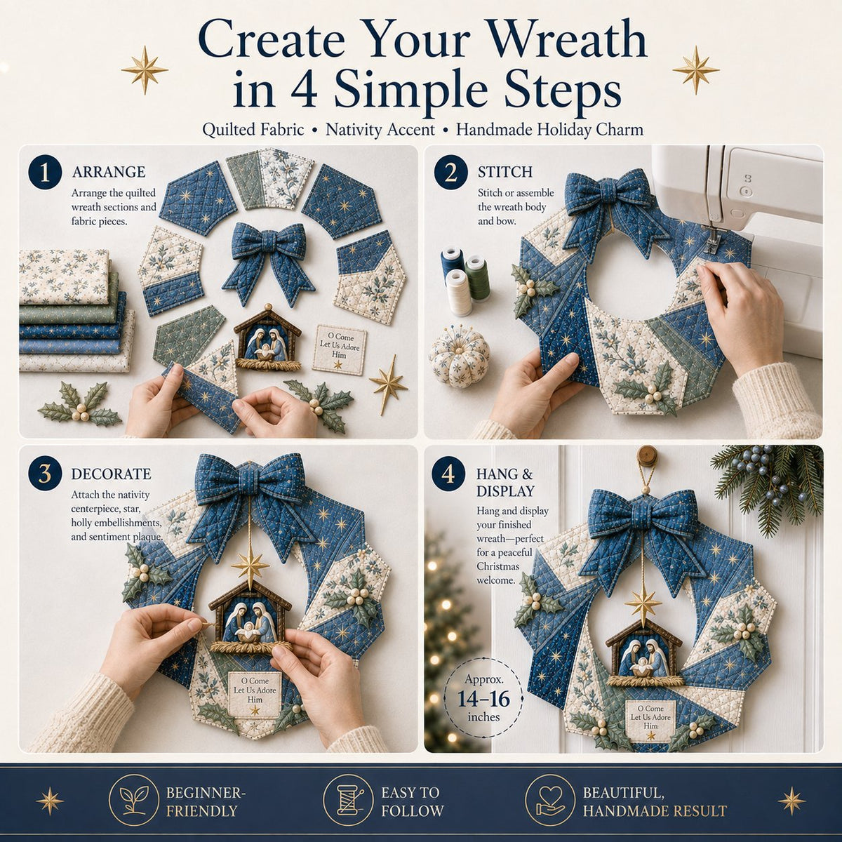 🔥Hot Sale🔥  - 🎄Beginner-Friendly Christmas Fabric Wreath DIY Kit