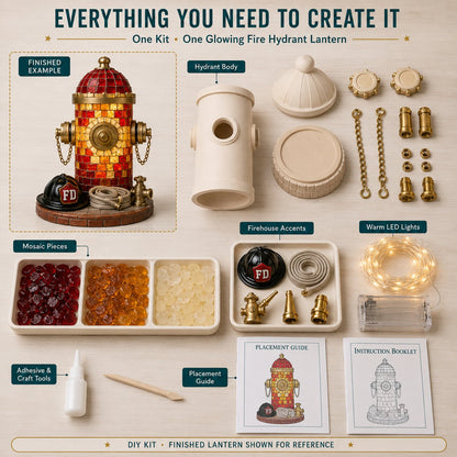 🚒 Beginner-Friendly Vintage Firehouse Mosaic Light DIY Kit Collection | Complete Kit with Mosaic Pieces, LED Lights & Step-by-Step Guide Included 💕