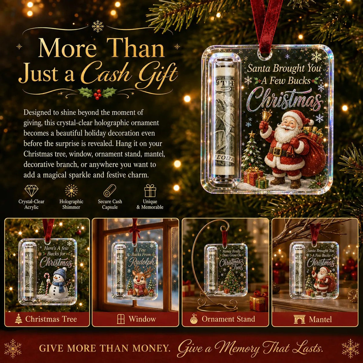 🔥Hot Sale🔥 - 🎄Christmas Cash Gift Ornament- Make Cash Feel Like A Real Christmas Gift💵