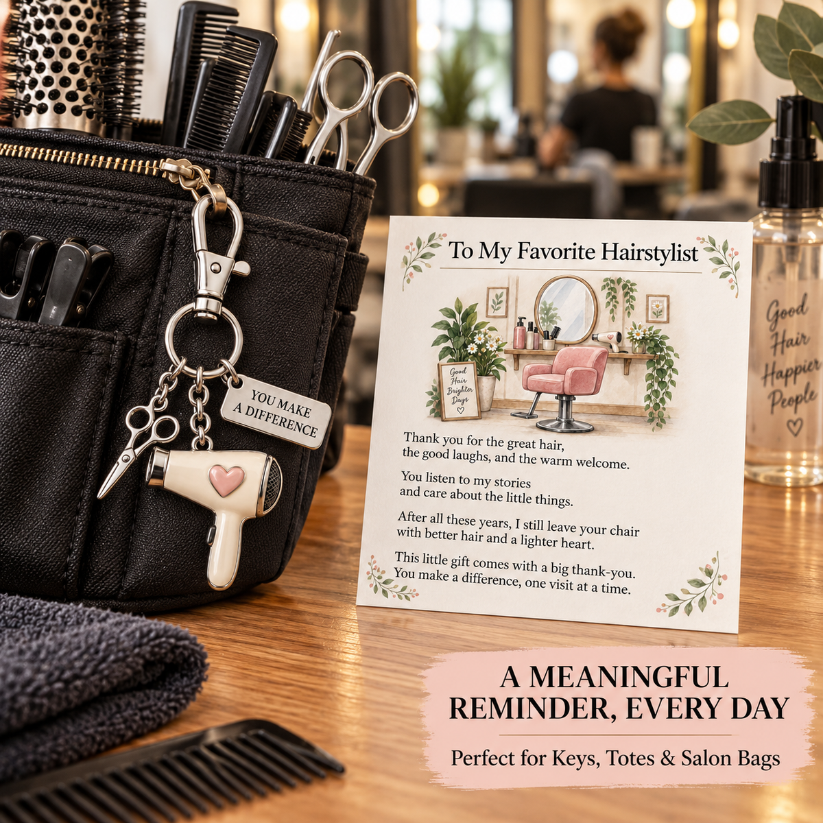 ✨ The "You Make a Difference" Appreciation Gift Set – Keychain & Greeting Card ✨