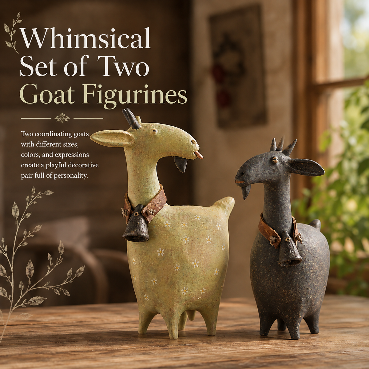 Whimsical Farmhouse Goat Figurines