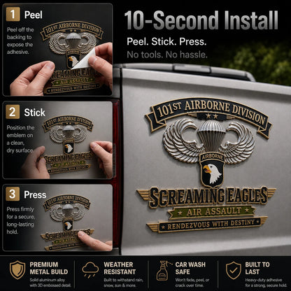🔥Hot Sale🔥 - 🦅U.S. Army 101st Airborne Division (Air Assault) Tribute Metal Car Emblem