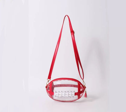 🏈 Clear Football-Shaped Crossbody Bag – Game-Day Style Meets Everyday Convenience