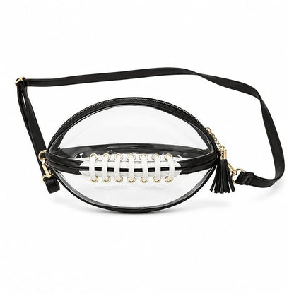 🏈 Clear Football-Shaped Crossbody Bag – Game-Day Style Meets Everyday Convenience