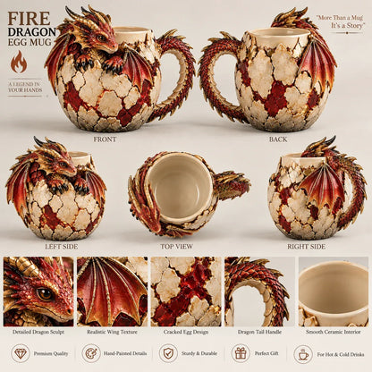 🐉 Dragonbound Realms Sculpted Dragon Mug Collection | 6 Fantasy Realm Designs with Raised 3D Dragon Details ☕