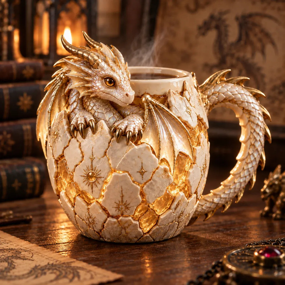 🐉 Dragonbound Realms Sculpted Dragon Mug Collection | 6 Fantasy Realm Designs with Raised 3D Dragon Details ☕