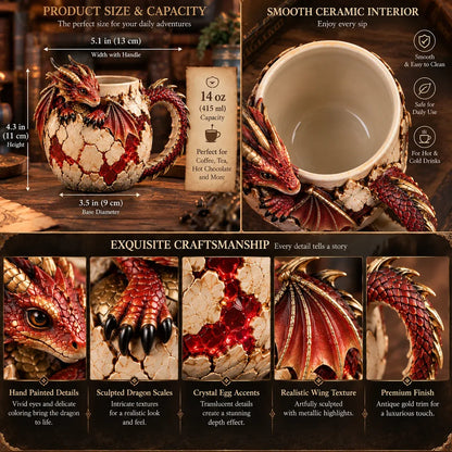 🐉 Dragonbound Realms Sculpted Dragon Mug Collection | 6 Fantasy Realm Designs with Raised 3D Dragon Details ☕