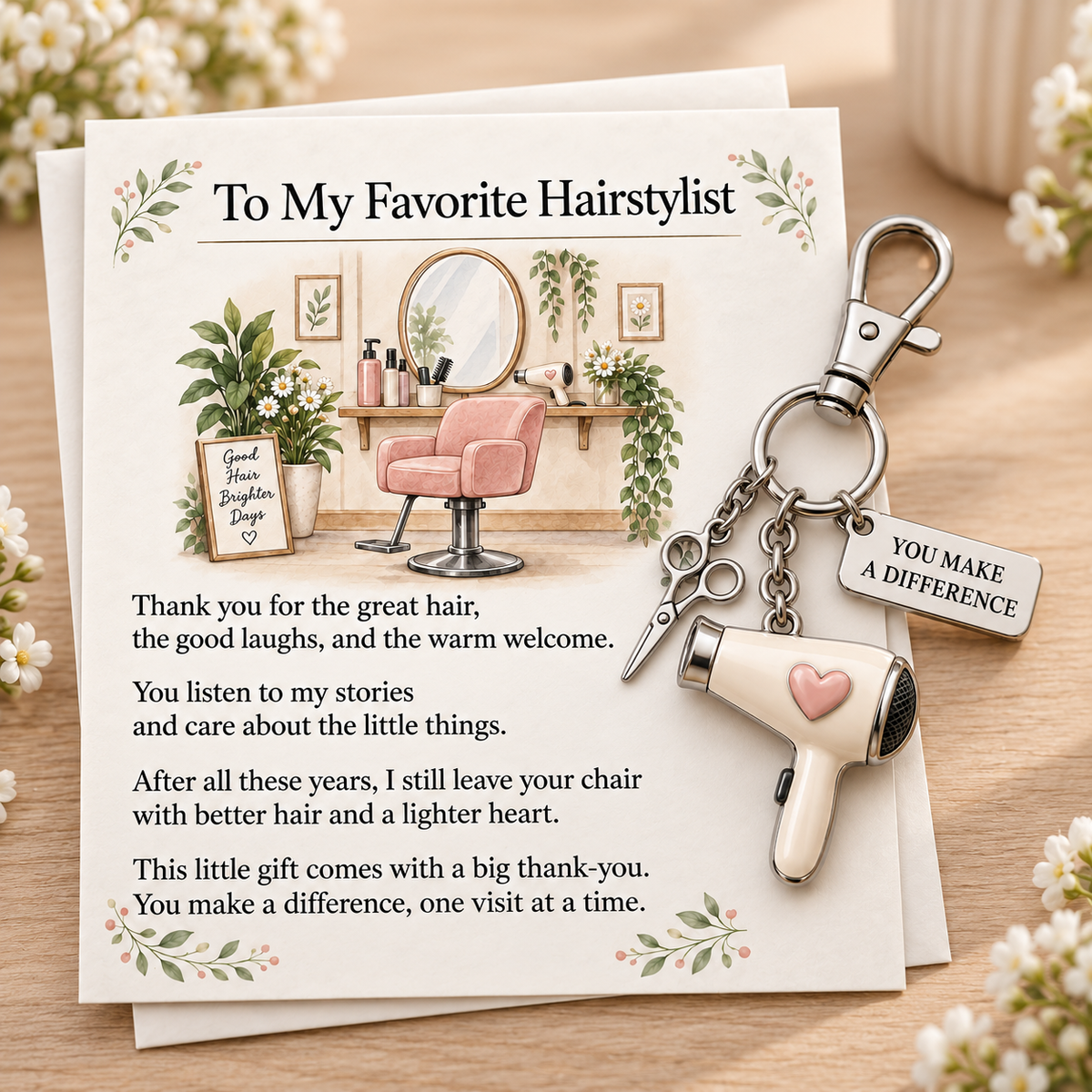 ✨ The "You Make a Difference" Appreciation Gift Set – Keychain & Greeting Card ✨