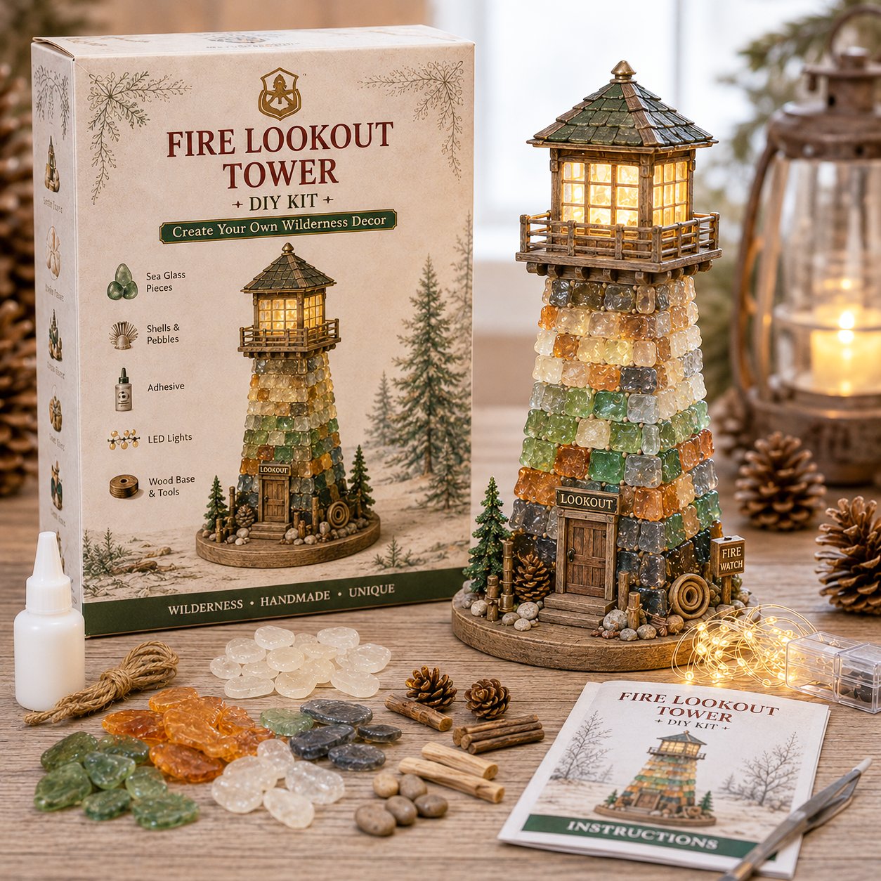 🚒 Beginner-Friendly Vintage Firehouse Mosaic Light DIY Kit Collection | Complete Kit with Mosaic Pieces, LED Lights & Step-by-Step Guide Included 💕