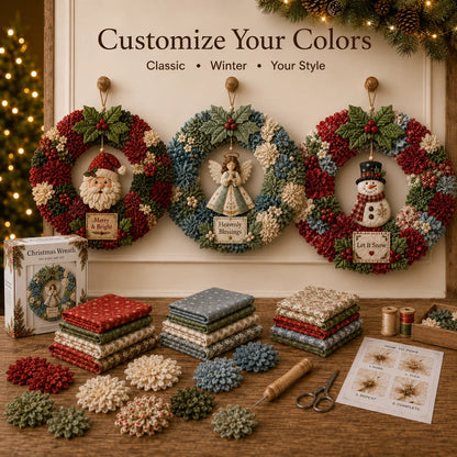 🔥Hot Sale🔥 - 🎄 Make A Christmas Wreath You'll Be Proud To Display ❤️ 3D Fabric Poke DIY Kit With Tutorial & Guide Included