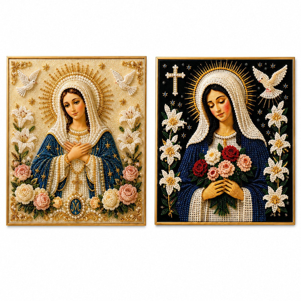 🎉🙏 Divine Pearl Bead Virgin Mary Icon – A Peaceful DIY Faith Art Gift ✨