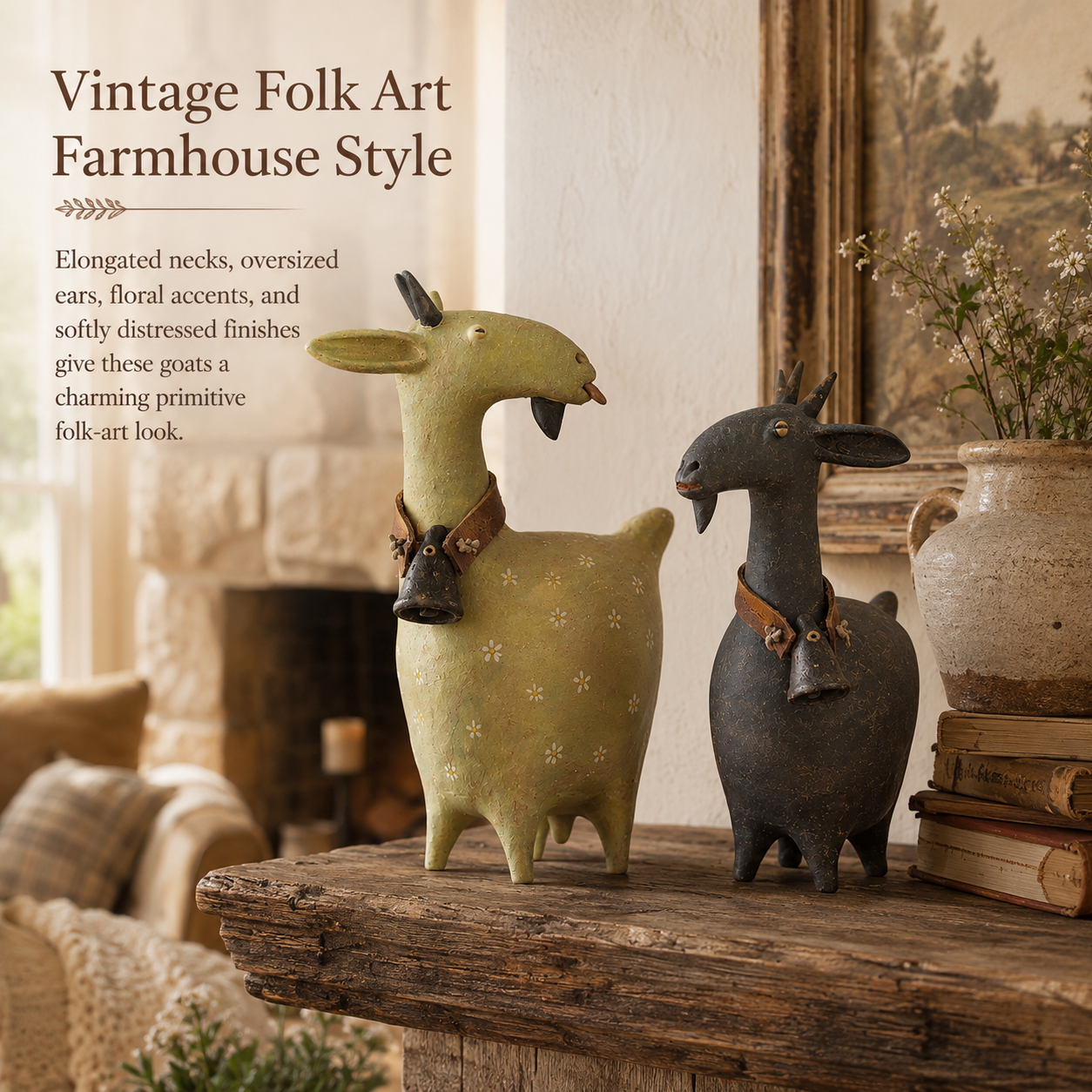Whimsical Farmhouse Goat Figurines