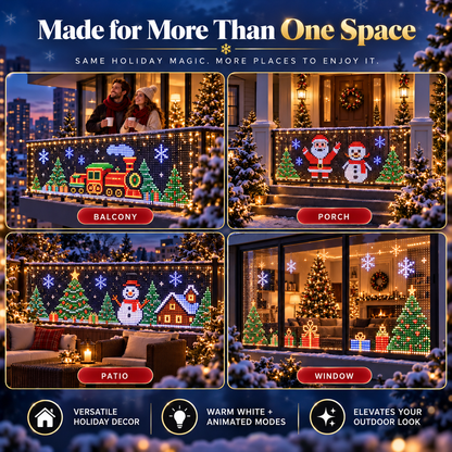 🎄 Smart RGB Pixel Curtain Lights – App-Controlled Animated Holiday Display for Balcony & Window Decor