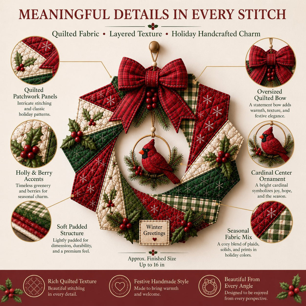 🔥Hot Sale🔥  - 🎄Beginner-Friendly Christmas Fabric Wreath DIY Kit