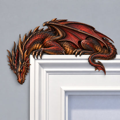 🔥 Sleeping Dragon Door Topper | Medieval Fantasy Dragon Guardian Wall Décor for Doorway, Gaming Room & Gothic Home 🏰✨