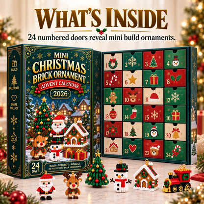 🎄 24-Day Mini Christmas Ornament Advent Calendar | 24 unique festive buildable designs with hanging loops—perfect for decorating Christmas trees, wreaths, and holiday displays 🧱