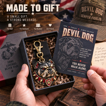 🐶 Devil Dog Guardian 3D Metal Keychain | Rugged Bulldog Keepsake