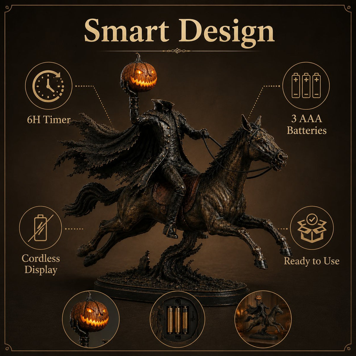 🔥Hot Sale🔥 - 🎃🏇Midnight Chase Headless Horseman Statue