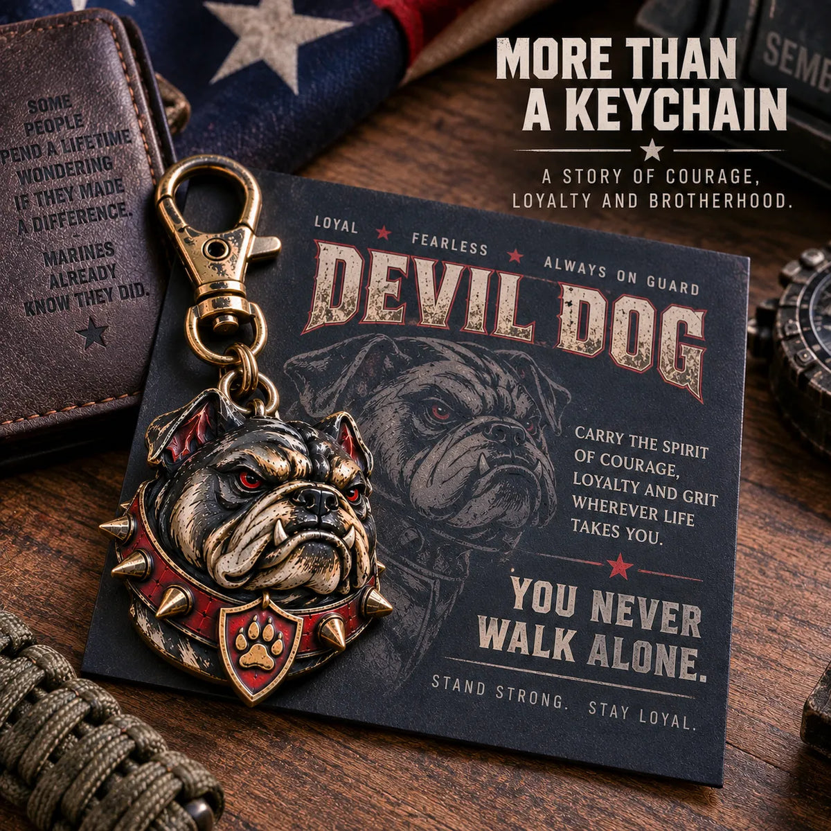 🐶 Devil Dog Guardian 3D Metal Keychain | Rugged Bulldog Keepsake