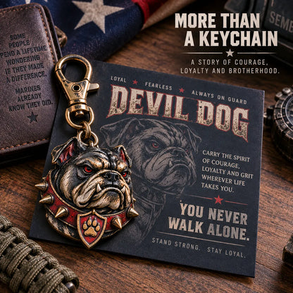🐶 Devil Dog Guardian 3D Metal Keychain | Rugged Bulldog Keepsake