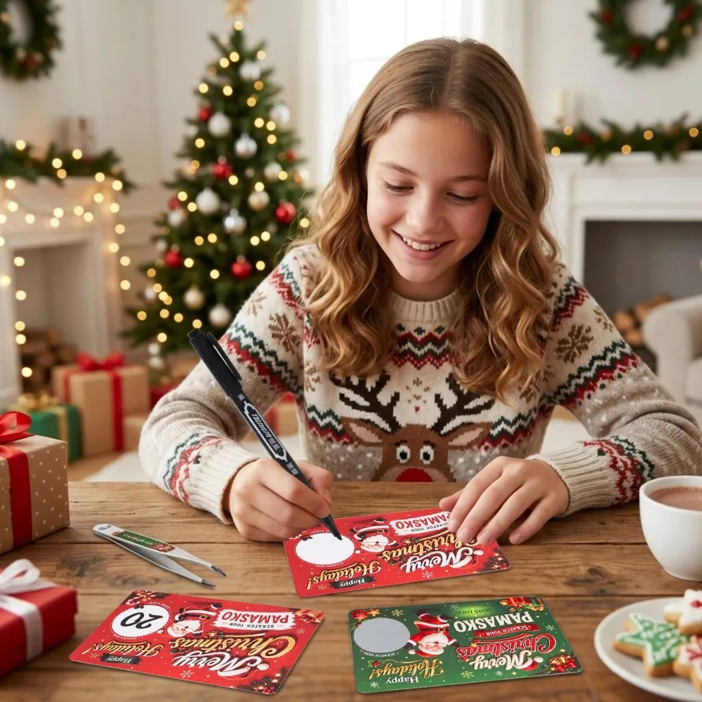 🎅Christmas Scratch Cards – Holiday Party Game, Lucky Draw & Surprise Gift Cards with Scratch-Off Stickers