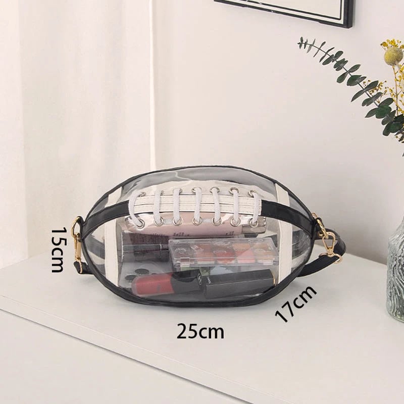 🏈 Clear Football-Shaped Crossbody Bag – Game-Day Style Meets Everyday Convenience