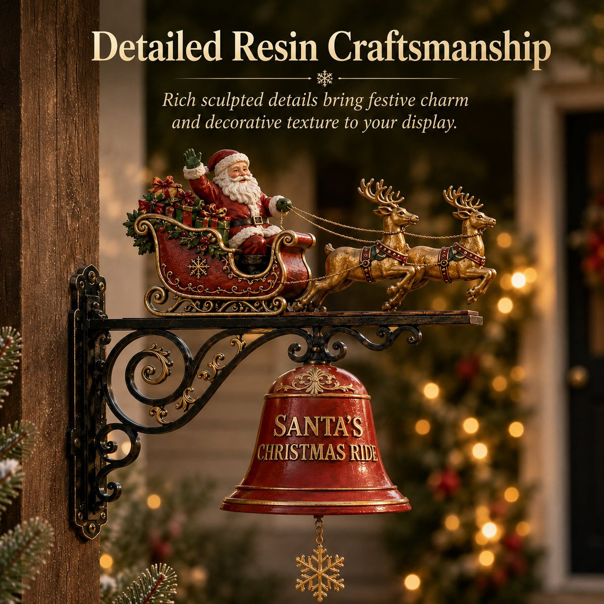 🎅 Santa Sleigh with Reindeer & Bell