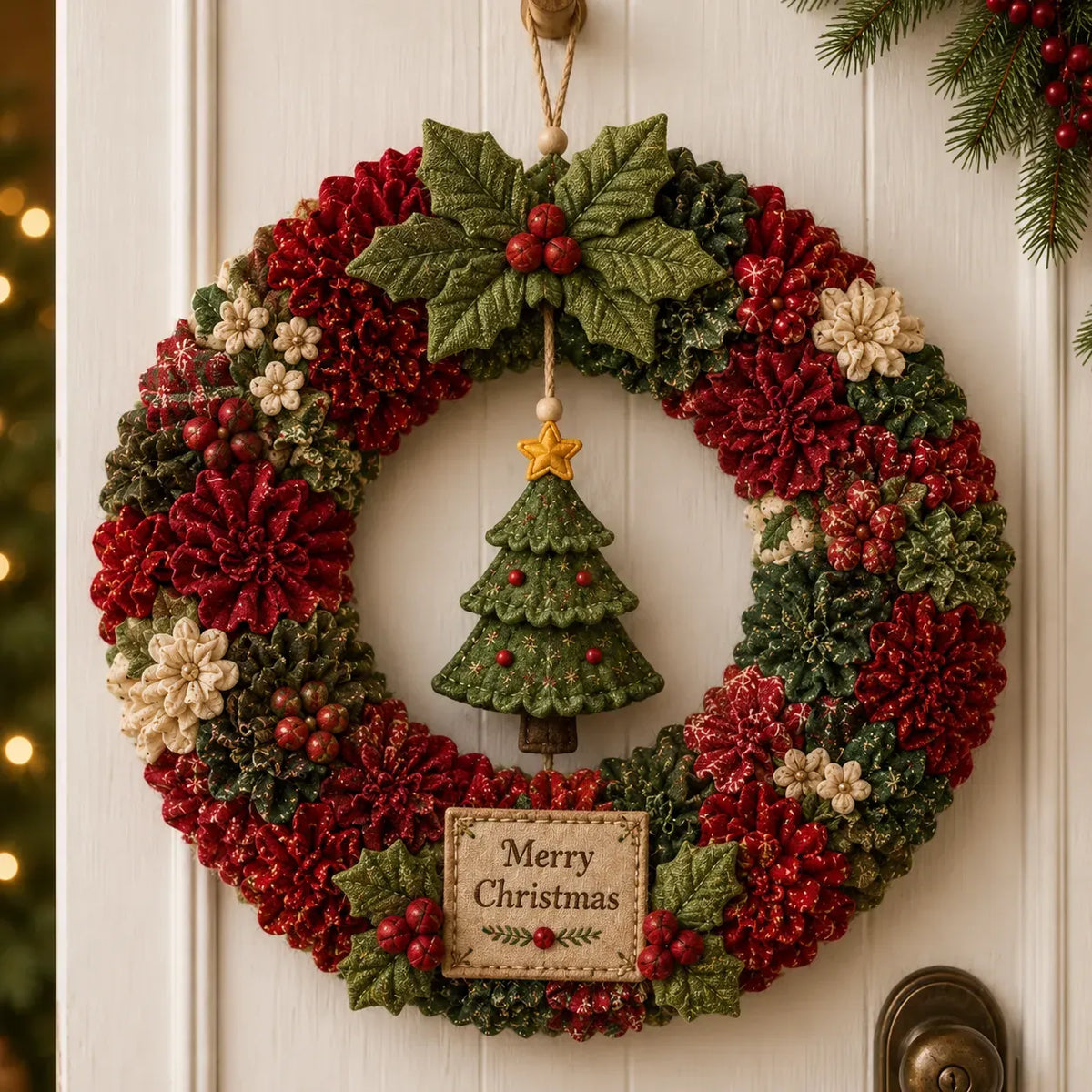🔥Hot Sale🔥 - 🎄 Make A Christmas Wreath You'll Be Proud To Display ❤️ 3D Fabric Poke DIY Kit With Tutorial & Guide Included