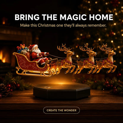 🔥Hot Sale🔥 - 🎅 Floating Santa Sleigh with 4 Reindeer – Magnetic Levitation Christmas Display