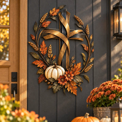 ✝️🍂 Autumn Cross & Pumpkin Harvest Wall Decor (📦Buy 2 Free Shipping)