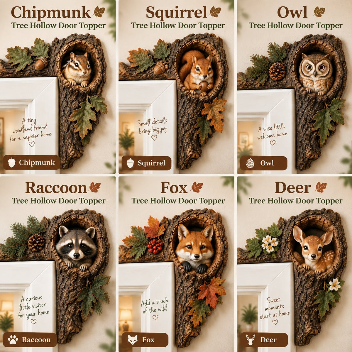🔥Hot Sale🔥 - 🐿️ 3D Chipmunk Tree Hollow Door Topper | Woodland Animal Doorway Decor For Cozy Nature Homes