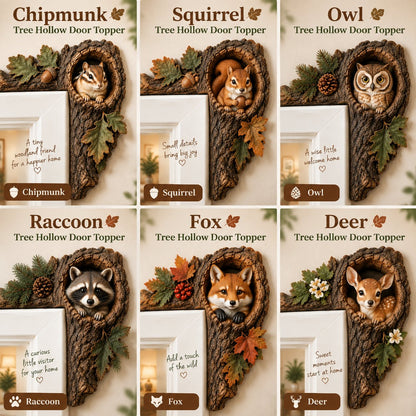 🔥Hot Sale🔥 - 🐿️ 3D Chipmunk Tree Hollow Door Topper | Woodland Animal Doorway Decor For Cozy Nature Homes