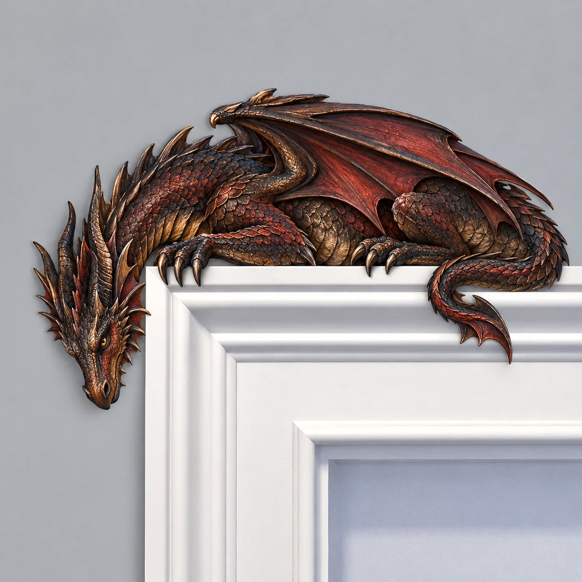 🔥 Sleeping Dragon Door Topper | Medieval Fantasy Dragon Guardian Wall Décor for Doorway, Gaming Room & Gothic Home 🏰✨