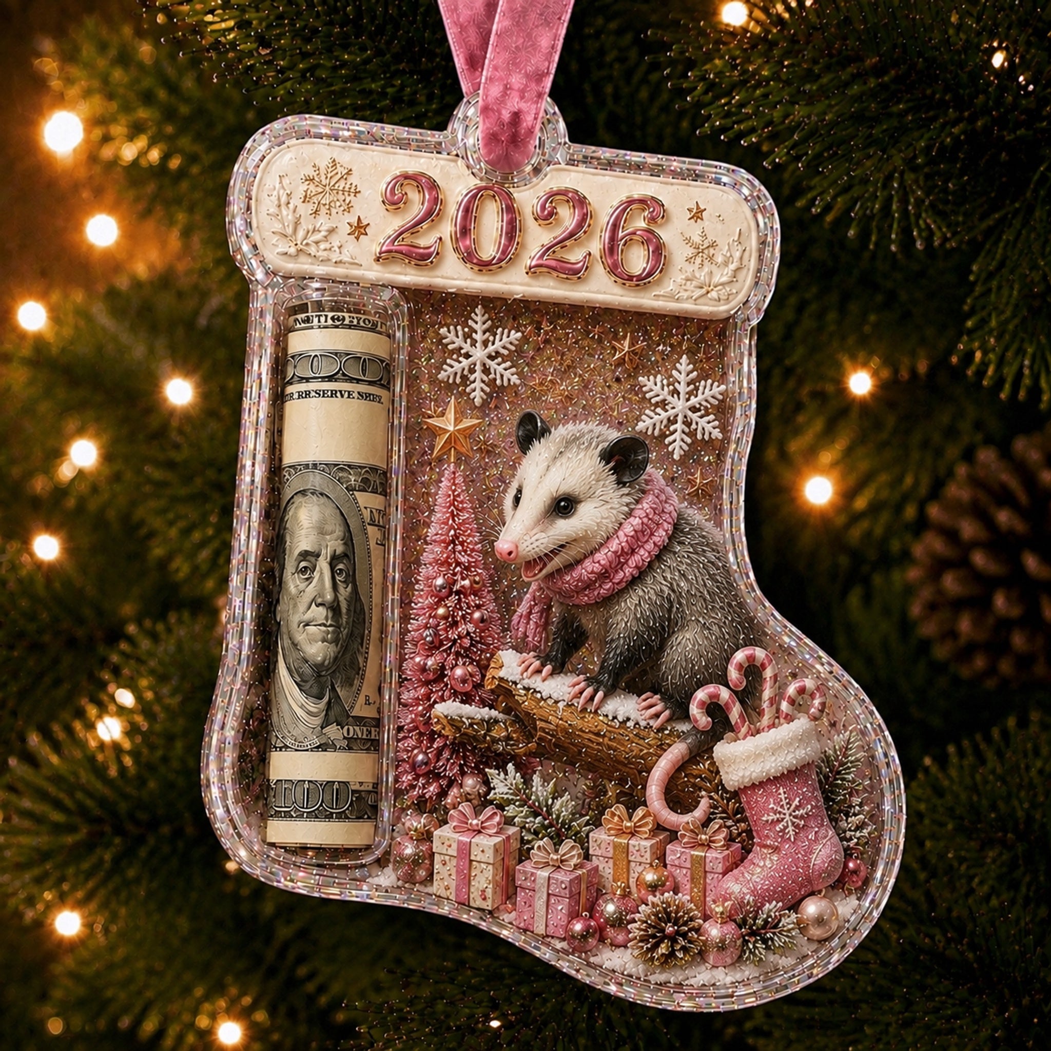🎅 Cash Clip Christmas Tree Ornament – Novelty Holiday Money Gift Clip