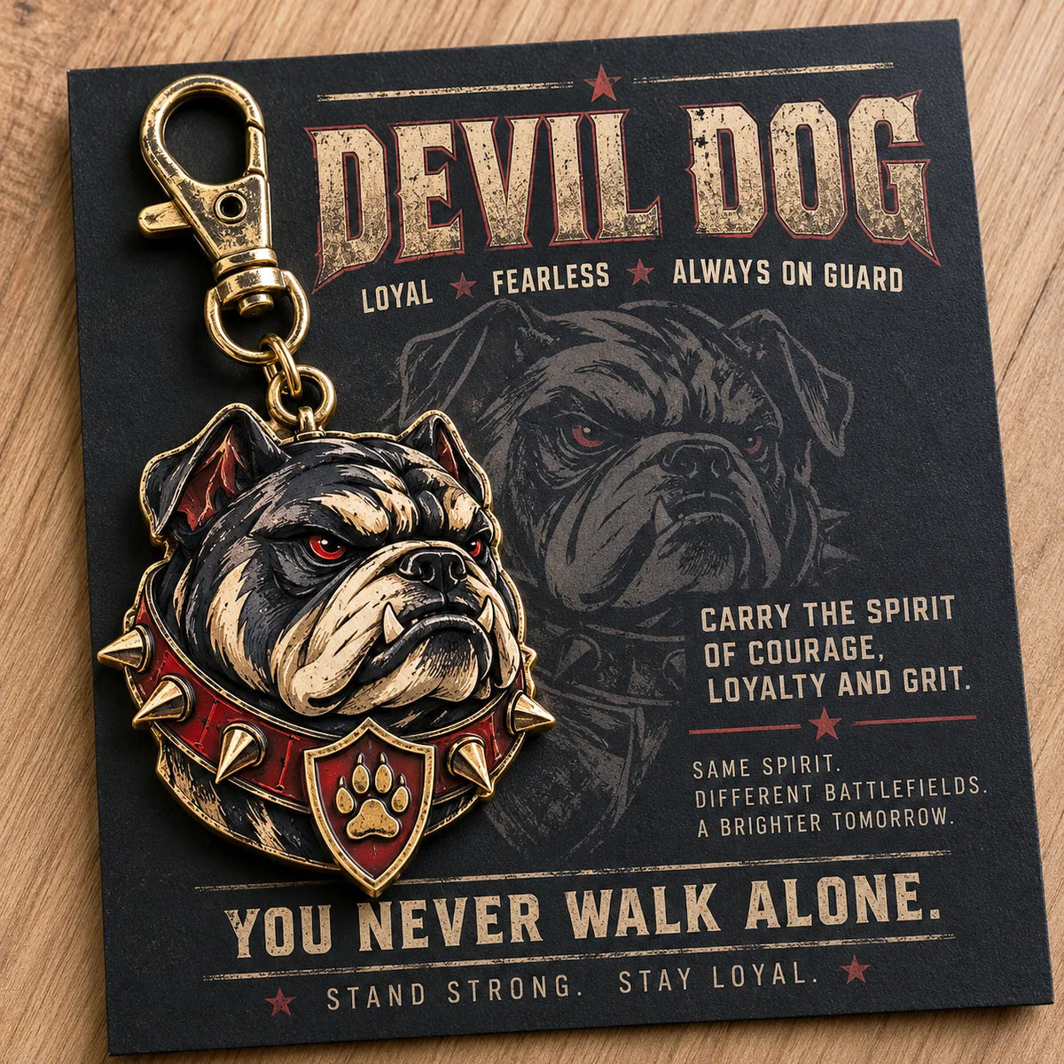 🐶 Devil Dog Guardian 3D Metal Keychain | Rugged Bulldog Keepsake