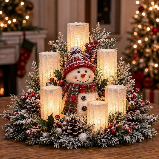 🔥Hot Sale🔥 - 🌲Christmas Lighted Centerpiece with Flameless Candle Glow