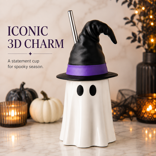 🔥Hot Sale🔥 - 👻Halloween Ghost Witch Hat Tumbler Straw Cup