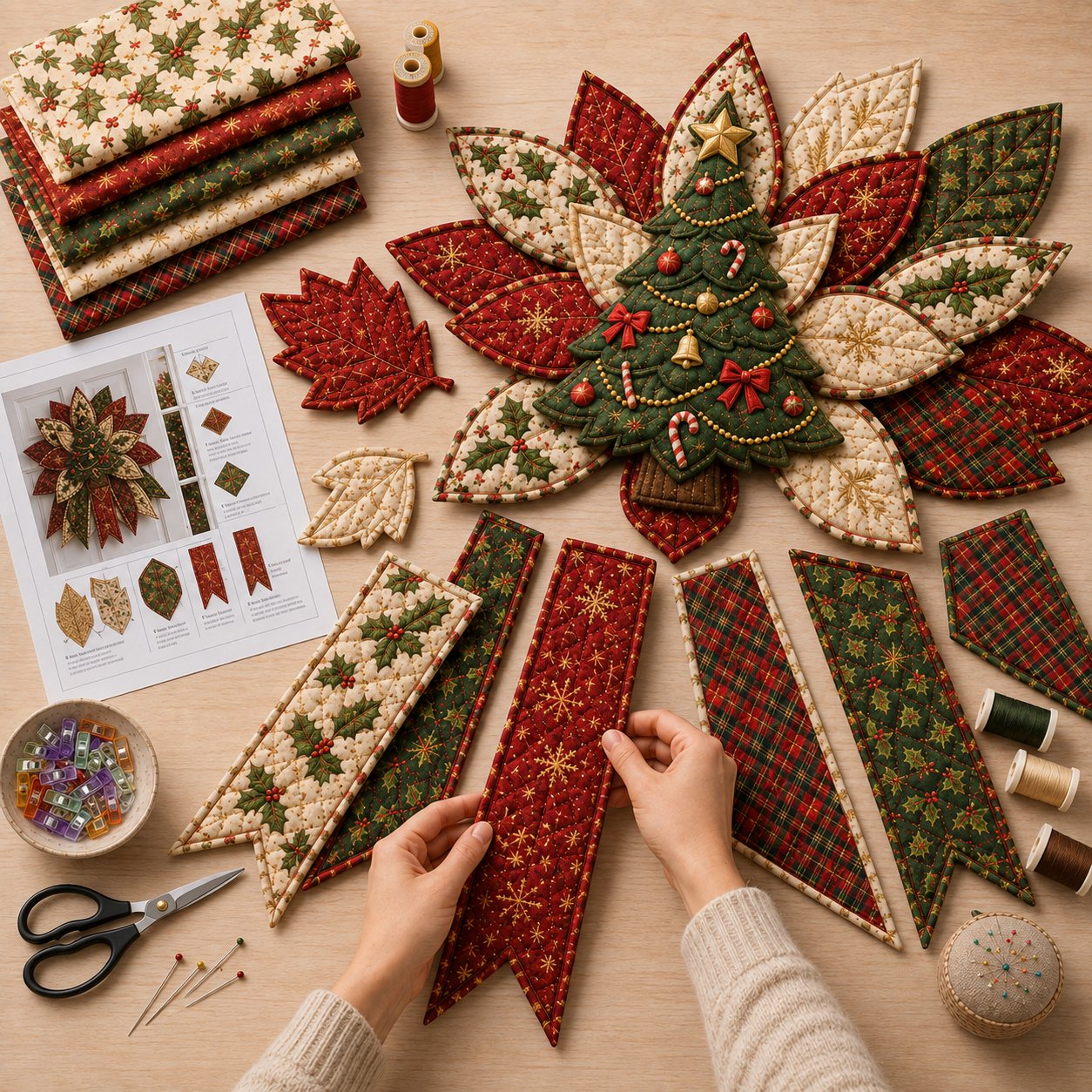 🔥Last 20 Pcs🔥 - 🎄Festive Quilted Christmas Door Hanging DIY Sewing Kit