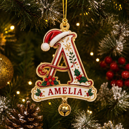 Personalized Christmas Initial Ornament – Custom Name & Family Keepsake
