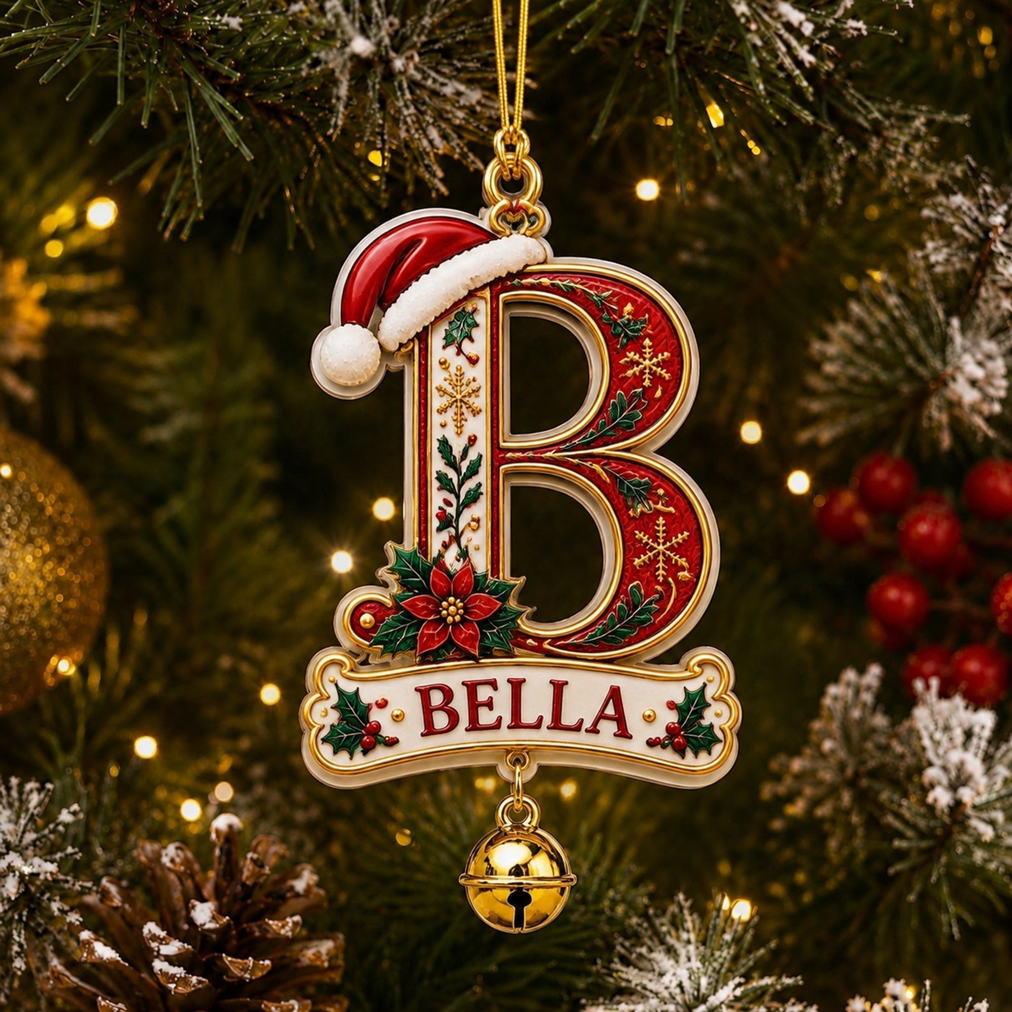 Personalized Christmas Initial Ornament – Custom Name & Family Keepsake