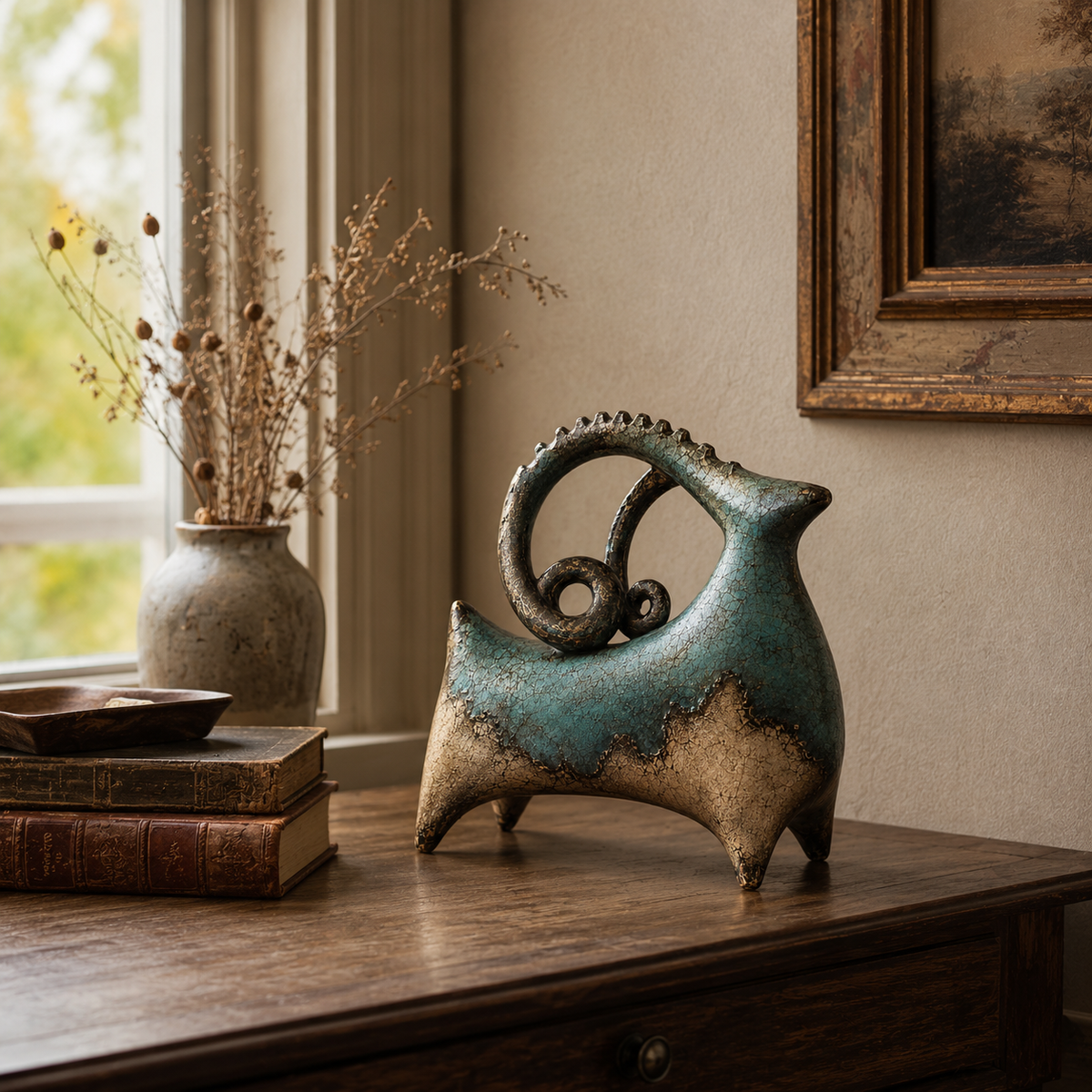 🔥Hot Sale🔥 - Vintage Patina Ram Sculpture