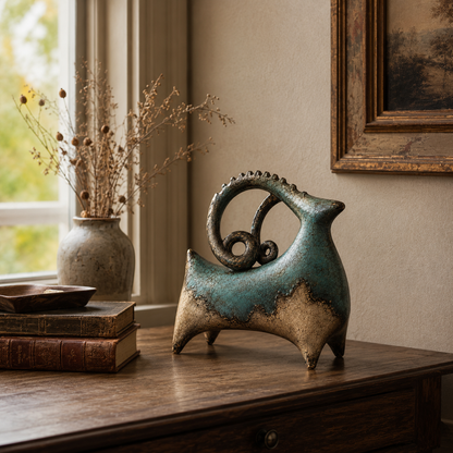 🔥Hot Sale🔥 - Vintage Patina Ram Sculpture