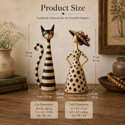 Vintage  Cat & Lady Sculptures
