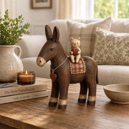 Rustic Donkey Figurine for Farmhouse Decor