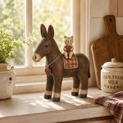 Rustic Donkey Figurine for Farmhouse Decor